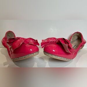 Miu Miu- Size 37 - Pink Lambskin Leather Bow Scrunch Ballet Italy Shoes - New